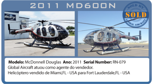 Helicóptero Mc Douglas MD600 vendido pela Global Aircraft 