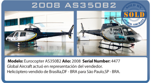 Helicóptero 2008 Eurocopter AS350B2 vendido por Global Aircraft 