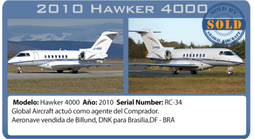 Jet Ejecutivo 2010 Hawker 4000 vendido por Global Aircraft 