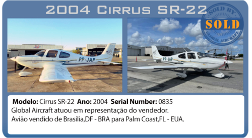 Avião 2004 Cirrus SR-22 vendido por Global Aircraft 