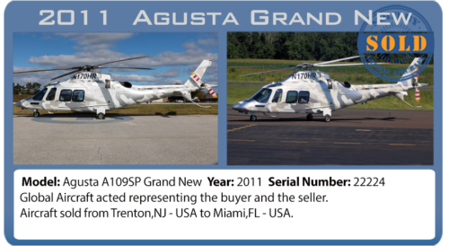 Helicopter 2011 Agusta A109SP Grand New sold by Global Aircraft.