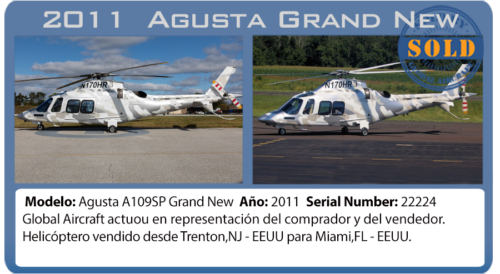 Helicopter 2011 Agusta A109SP Grand New sold by Global Aircraft.