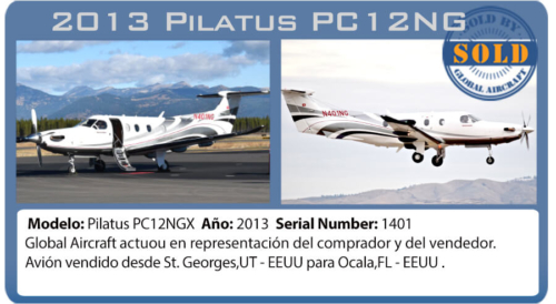 Avión vendido 2013 PC12NG vendido por Global Aircraft 