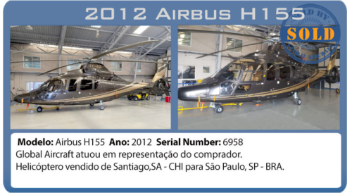 Helicóptero 2012 Airbus H155 vendido pela Global Aircraft.