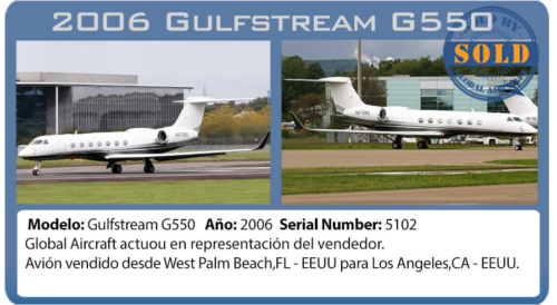 Jet Gulfstream G550 vendido por Global Aircraft