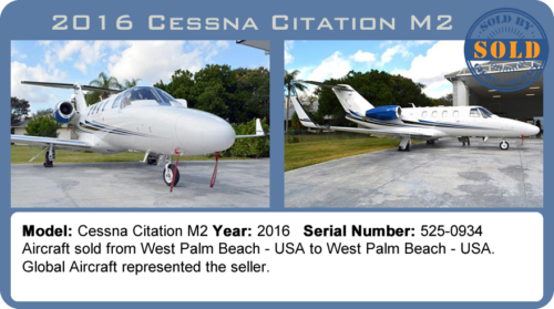 Jet 2016 Cessna Citation M2 Sold by Global Aircraft.