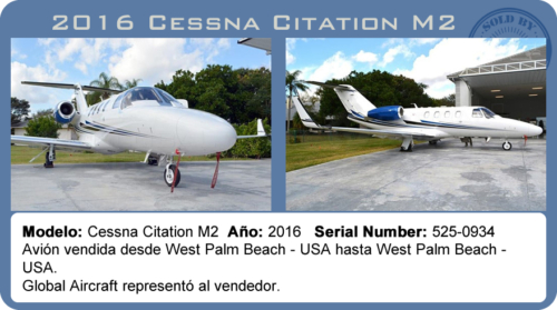 Avión 2016 Cessna Citation M2 vendido por Global Aircraft.