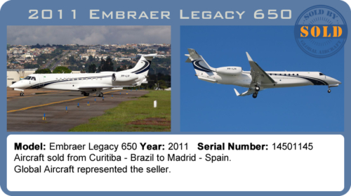 Jet 2011 Embraer Legacy 650 Sold by Global Aircraft.