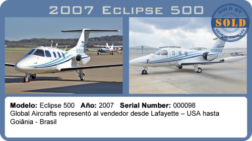 Avión 2007 Eclipse 500 vendido por Global Aircraft.