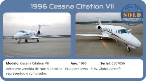 1996 CESSNA CITATION VII vendido pela Global Aircraft.