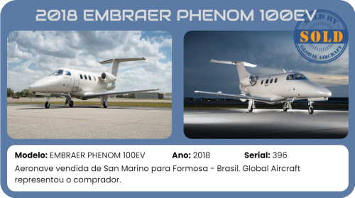 2018 EMBRAER PHENOM 100EV vendido pela Global Aircraft.