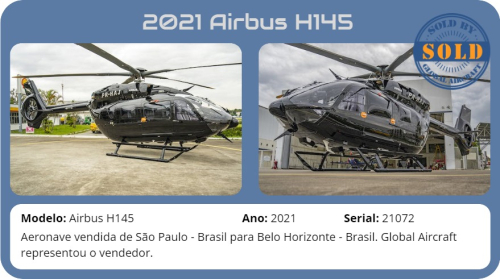 Helicóptero 2021 Airbus H145 vendido pela  Global Aircraft.