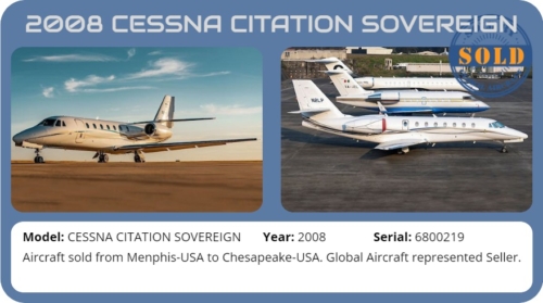 Jet 2008 CESSNA CITATION SOVEREIGN Sold by Global Aircraft.