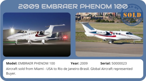 Jet 2009 EMBRAER PHENOM 100 Sold by Global Aircraft.