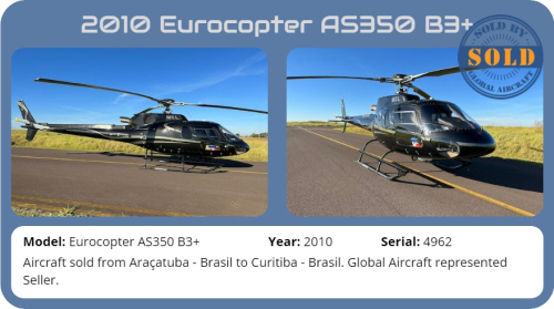 Helicopter 2010 Eurocopter AS350 B3+ sold by Global Aircraft.