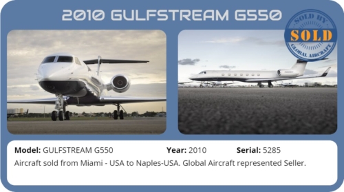 Jet 2010 GULFSTREAM G550 Sold by Global Aircraft.