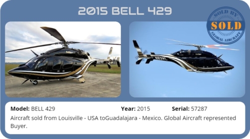 Helicopter 2015 Bell 429 WLG sold by Global Aircraft.