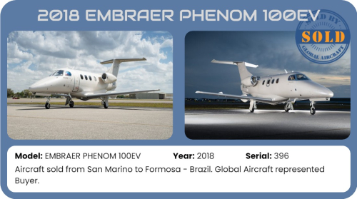 Jet 2018 EMBRAER PHENOM 100EV Sold by Global Aircraft.