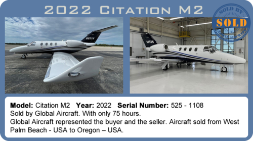 Jet 2022 Cessna Citation M2 Sold by Global Aircraft
