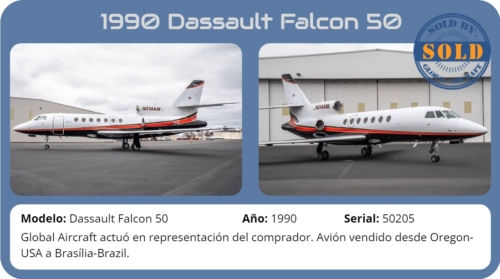 Avión 1990 DASSAULT FALCON 50 vendido por Global Aircraft.