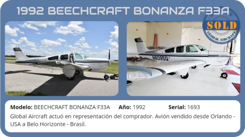Avión 1992 BEECHCRAFT BONANZA F33A vendido por Global Aircraft.
