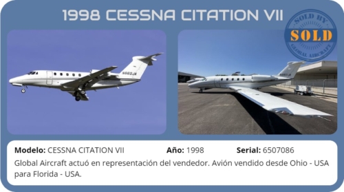 Avión 1998 CESSNA CITATION VII vendido por Global Aircraft.