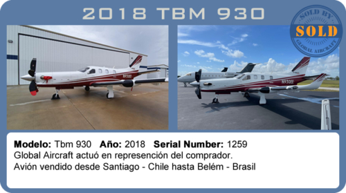 Avión 2018 TBM 930 vendido por Global Aircraft.