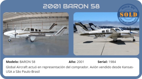 Avión 2001 BEECHCRAFT BARON 58 vendido por Global Aircraft.