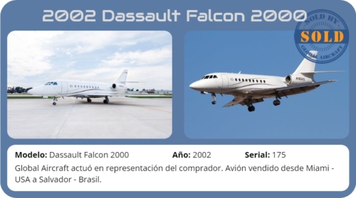 Avión 2002 DASSAULT FALCON 2000 vendido por Global Aircraft.