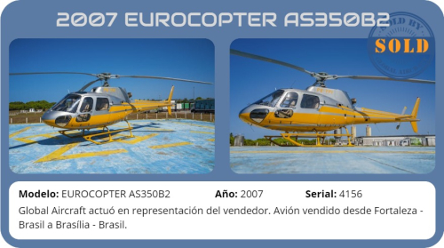 Helicopter 2007 Eurocopter AS350 B2 Esquilo sold by Global Aircraft.