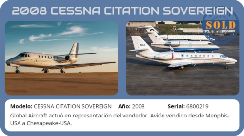 Avión 2008 CESSNA CITATION SOVEREIGN vendido por Global Aircraft.