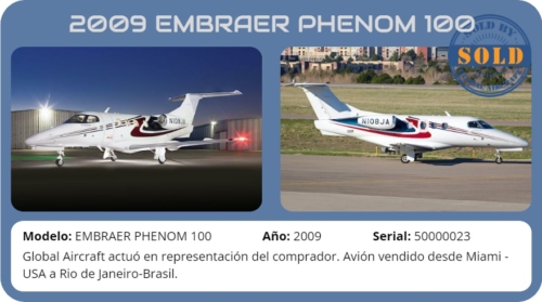 Avión 2009 EMBRAER PHENOM 100 vendido por Global Aircraft.