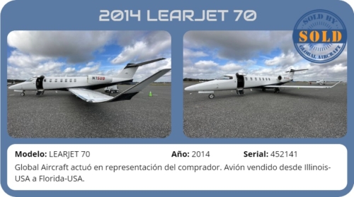 Avión 2014 BOMBARDIER LEARJET 70 vendido por Global Aircraft.