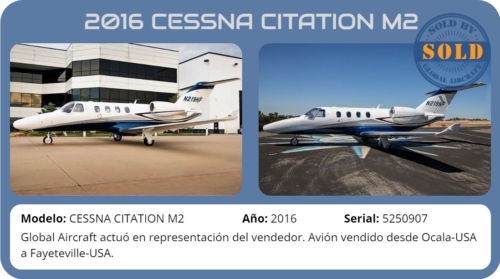 Avión 2016 CESSNA CITATION M2 vendido por Global Aircraft.