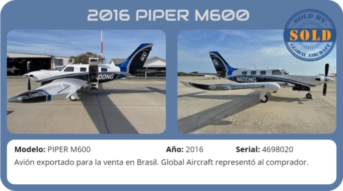 Avión 2016 PIPER M600 vendido por Global Aircraft.