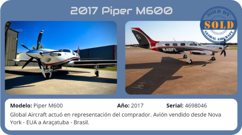 Avión 2017 PIPER M600 vendido por Global Aircraft.