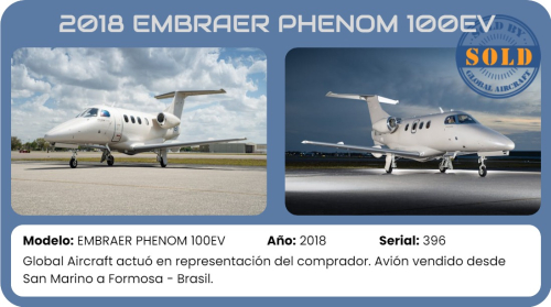 Avión 2018 EMBRAER PHENOM 100EV vendido por Global Aircraft.