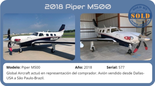 Avión 2018 PIPER M500 vendido por Global Aircraft.
