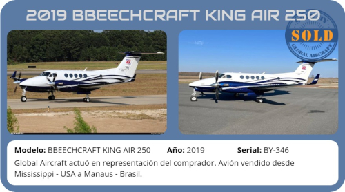 Avión 2019 BEECHCRAFT KING AIR 250 vendido por Global Aircraft.