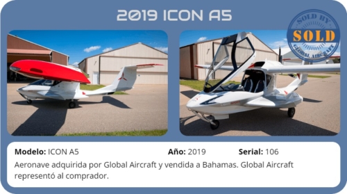 Avión 2019 ICON A5 vendido por Global Aircraft.