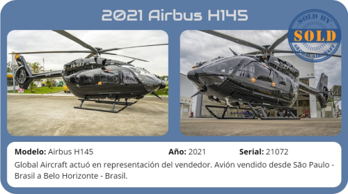 Helicopter 2021 Airbus H145 sold by Global Aircraft.