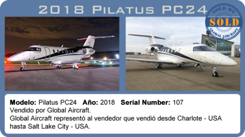 Avión 2018 Pilatus PC24 vendido por Global Aircraft.