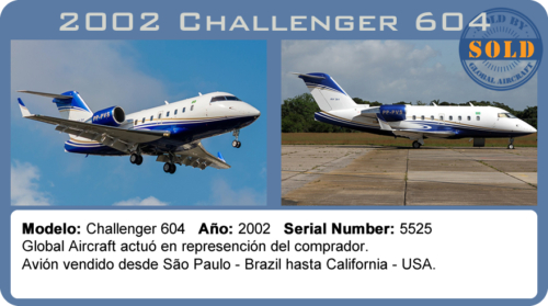 Avión 2002 Bombardier Challenger 604 vendido por Global Aircraft.