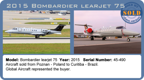 Jet 2015 Bombardier Learjet 75 Sold by Global Aircraft.