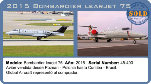 Avión 2015 Bombardier Learjet 75 vendido por Global Aircraft.