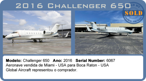 2016 Bombardier Challenger 650 vendido pela Global Aircraft.
